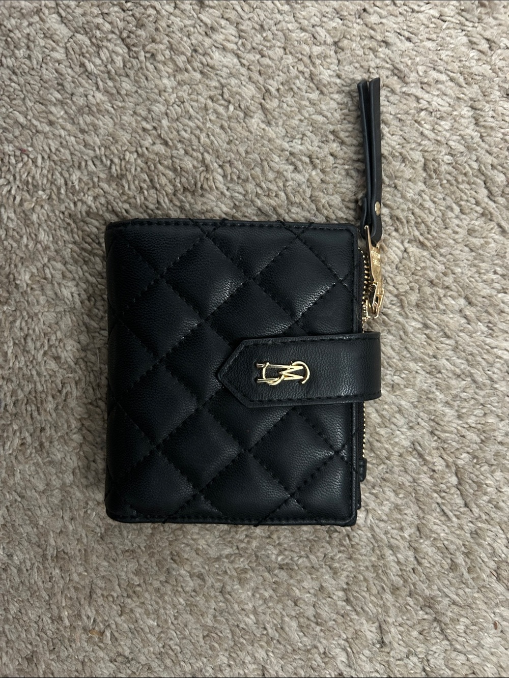 Steve Madden Black Quilted Women's Wallet with Gold Hardware